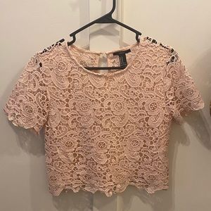 Forever 21 blush crochet lace blouse with lining m